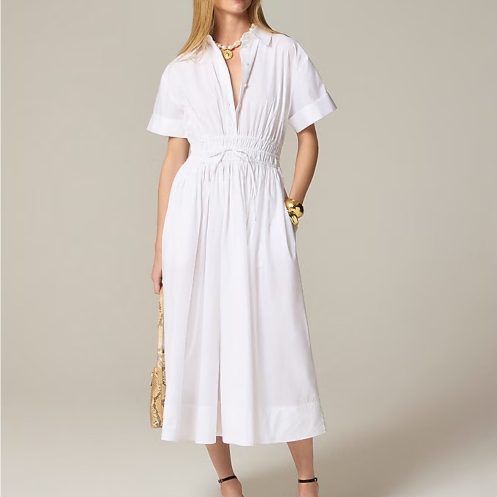 White Collared Midi Dress